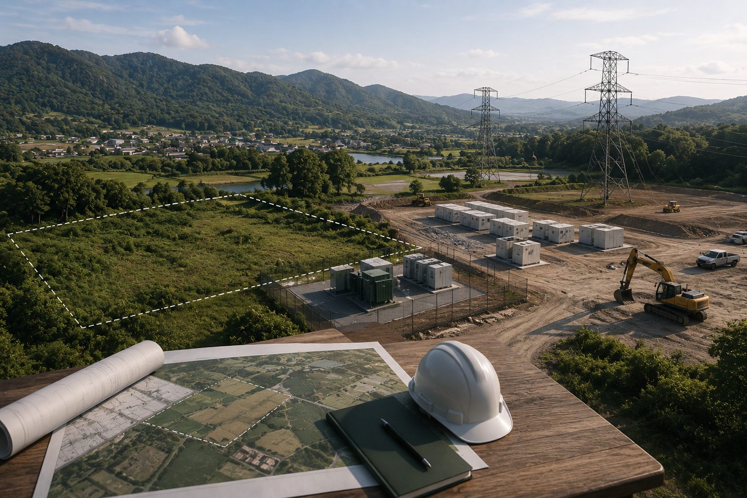 Project development site with land under survey
